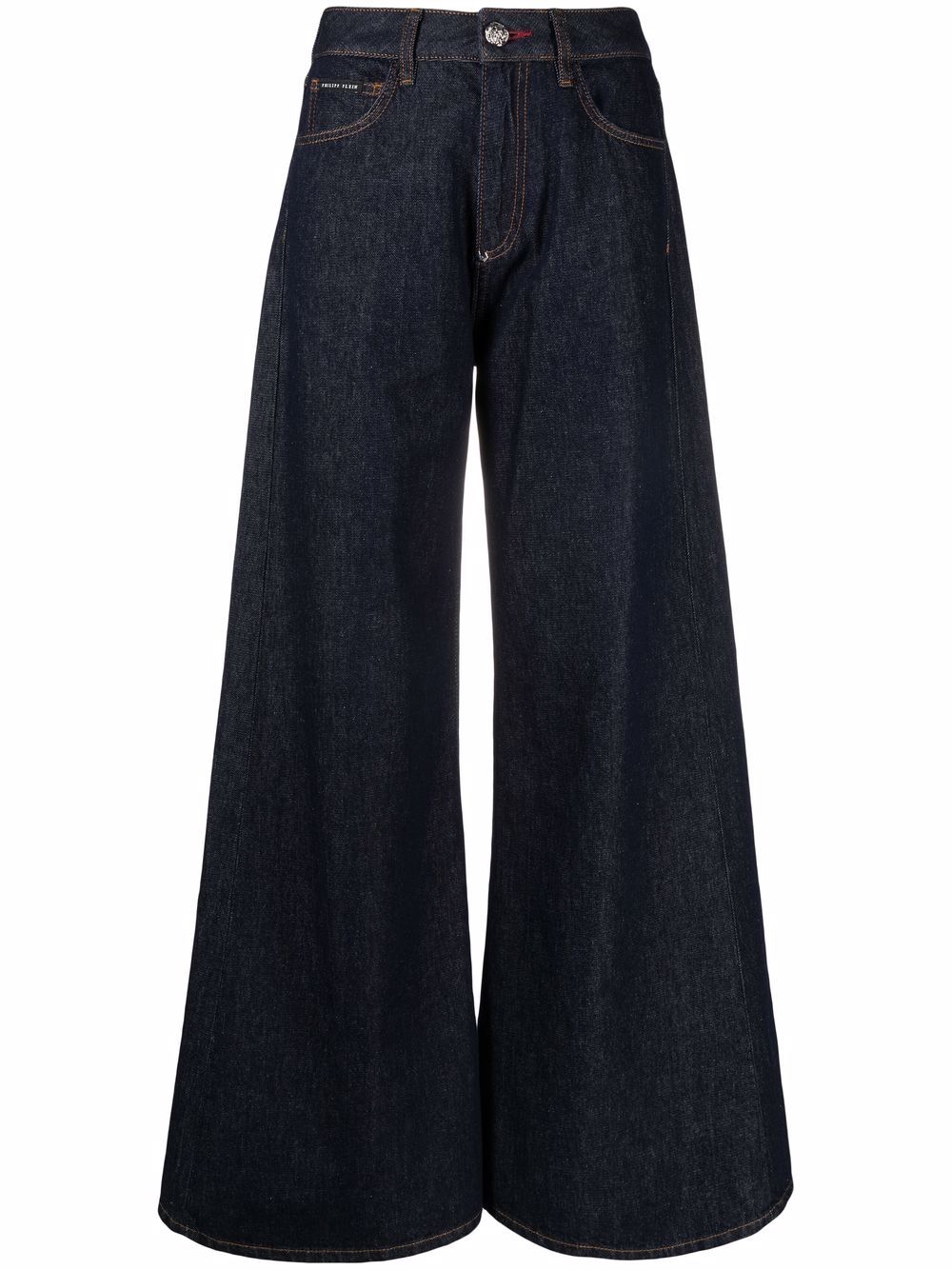 Logo-patch wide-leg jeans - Blue