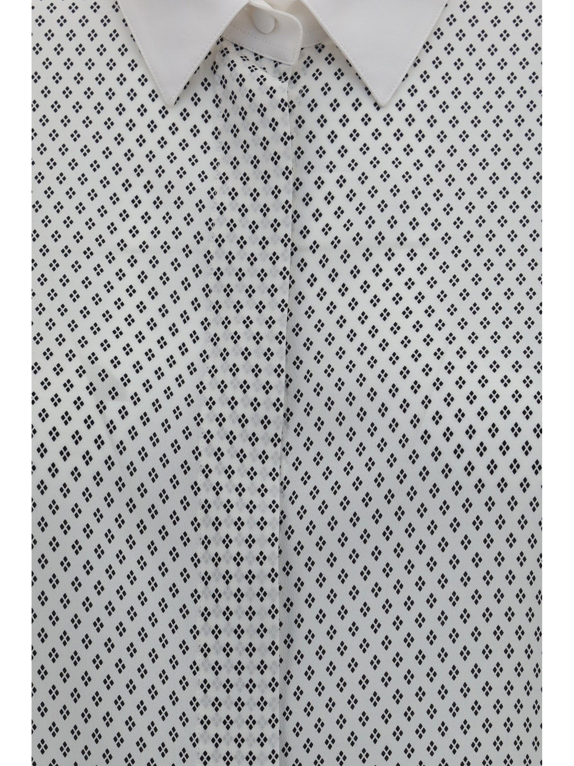 Silk Diamond Print Shirt — White