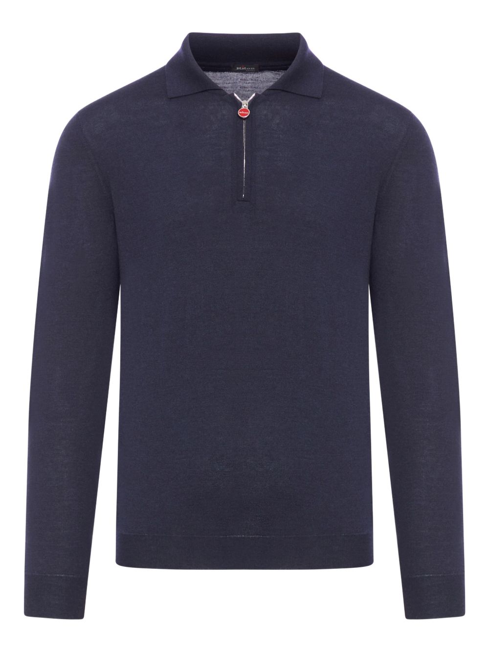 Zip-neck long-sleeve polo shirt - Blue