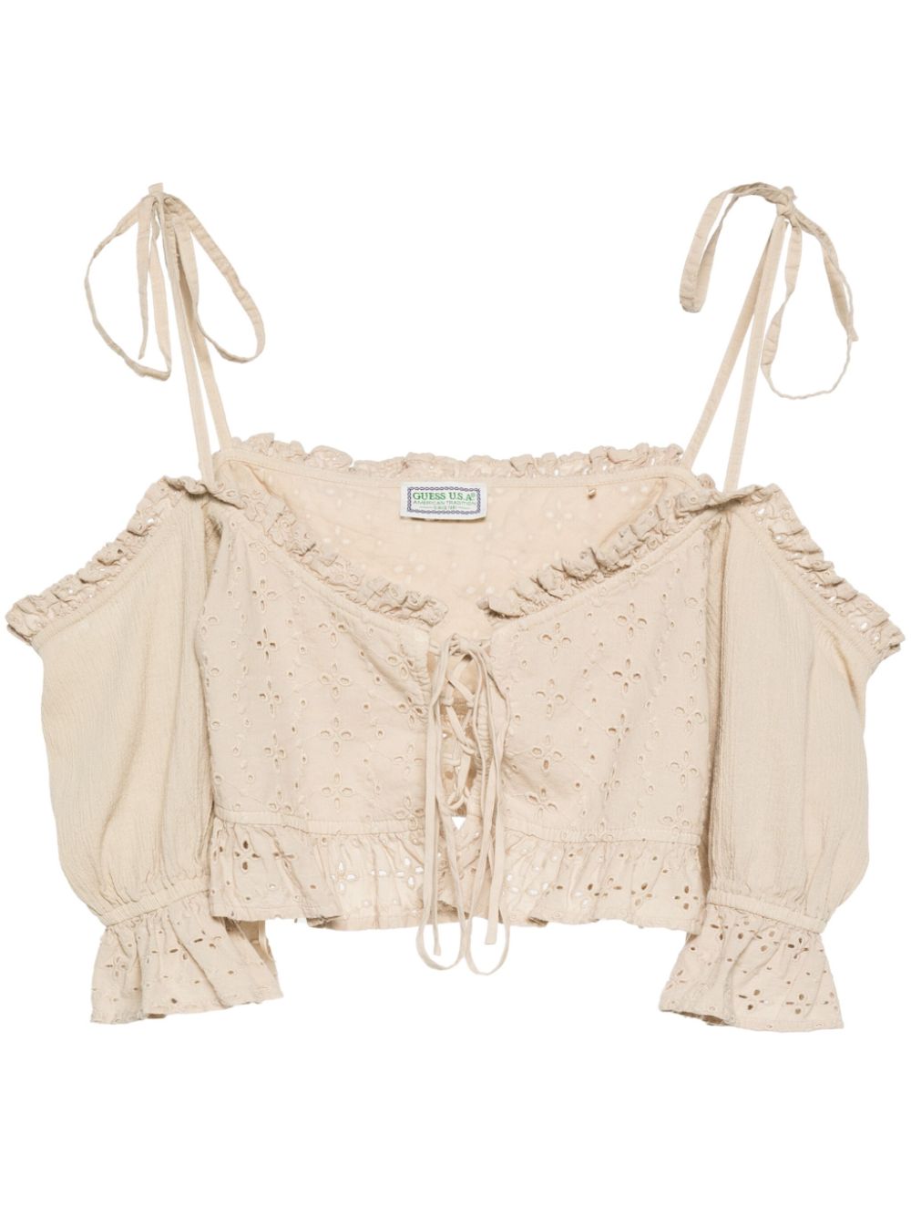 Broderie-anglaise crop top - Neutrals