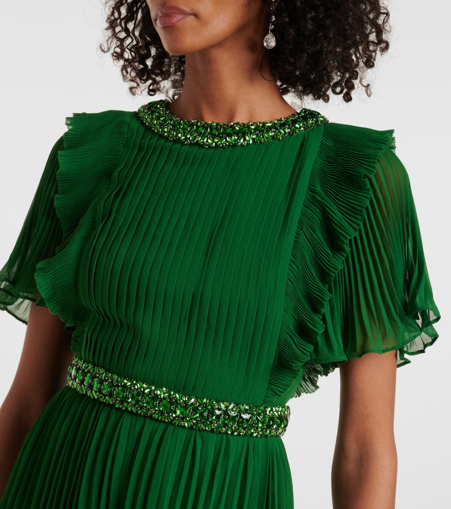 Self-Portrait Crystal-embellished ruffled gown