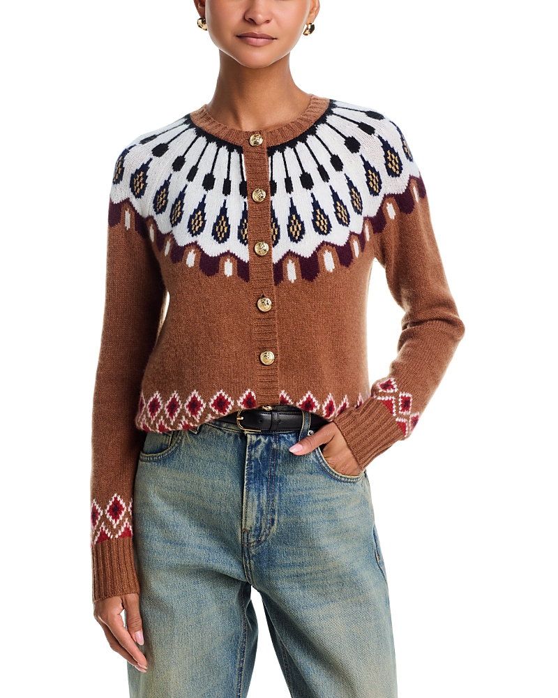Cashmere 100% Cashmere Crewneck Fair Isle Cardigan Sweater - Exclusive