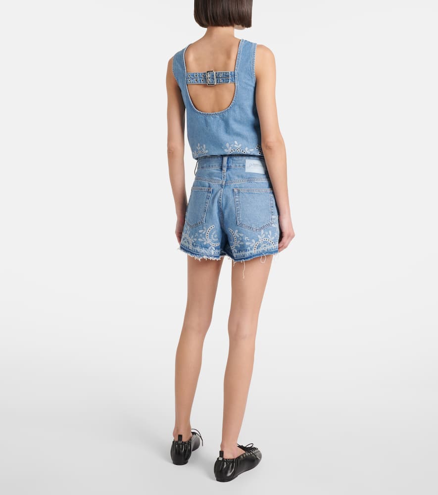 Broderie anglaise denim shorts