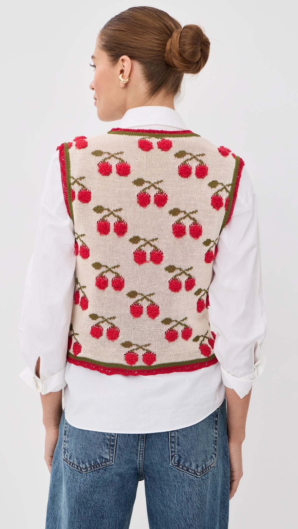 Cherry Gilet Multicolor Ecru/Green/Red