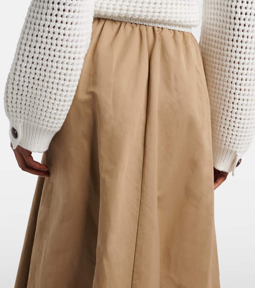 Cotton-blend midi skirt
