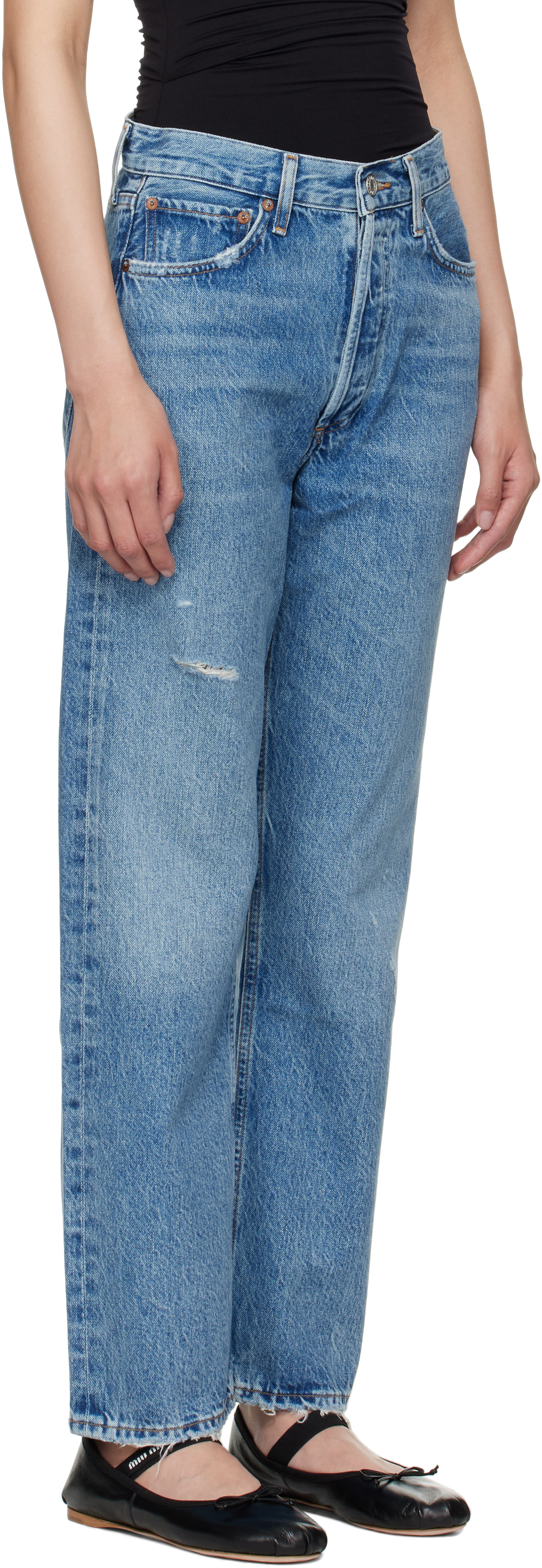 Blue 90's Mid Rise Straight Jeans