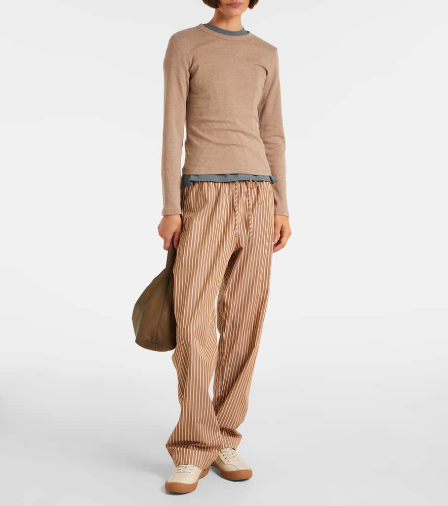 Yoshi cotton-blend twill wide-leg pants