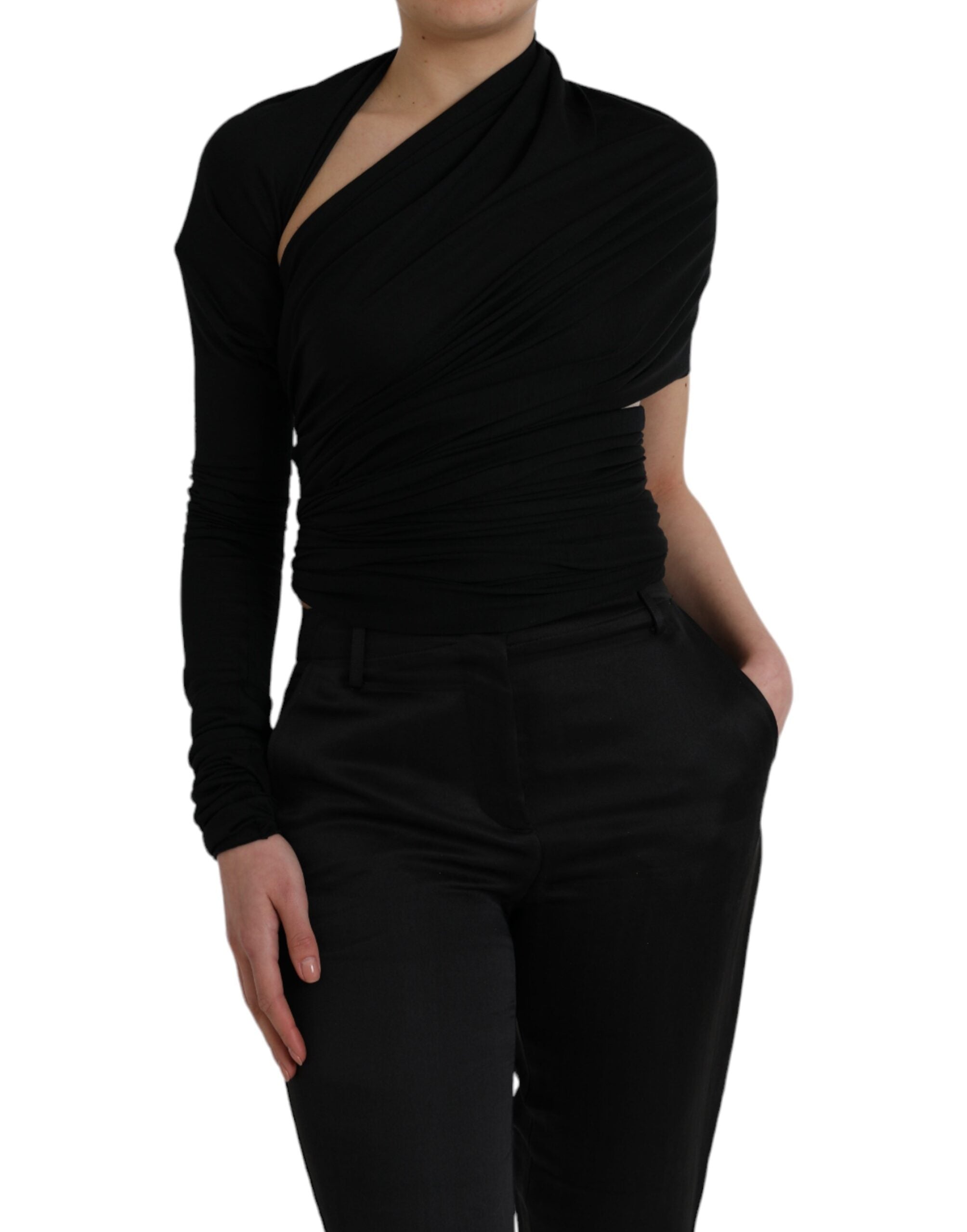 Cutout Wool Blouse — Black