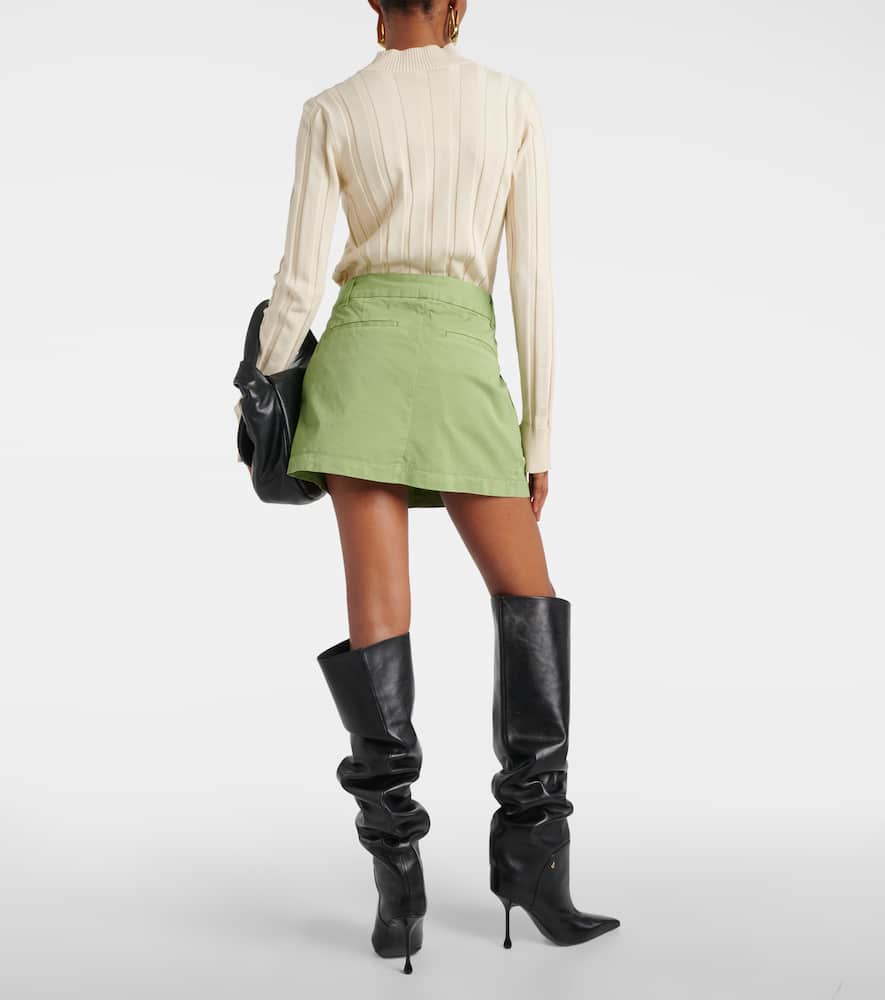 Pleated cotton miniskirt