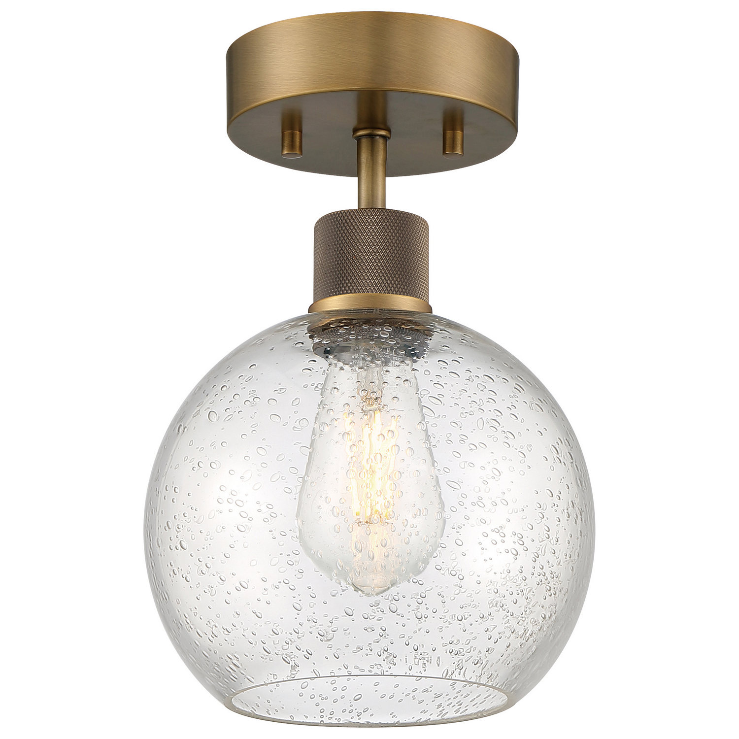 Antique Brushed Brass LED Semi Flush Mount from the Port Nine Burgundy Collection