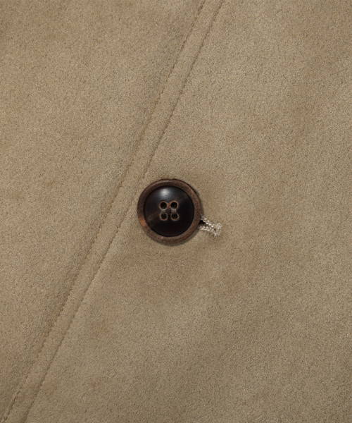 Two Pocket Button Suede Bomber Jacket_Beige