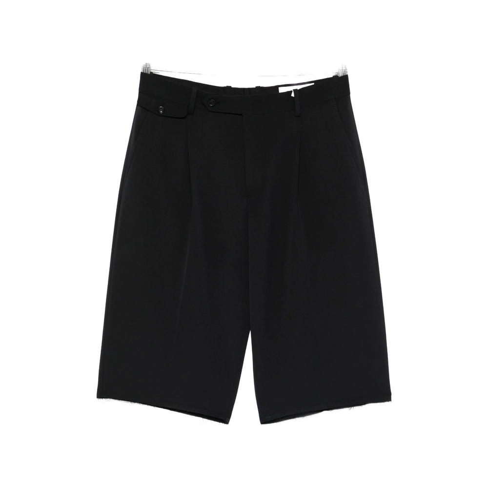 Pleated Frayed Tailored Shorts
