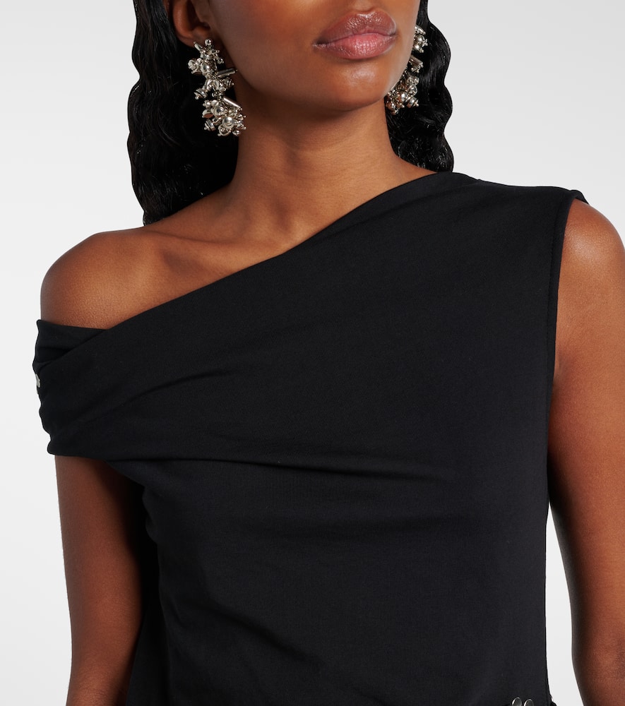 Gathered embellished jersey midi dress