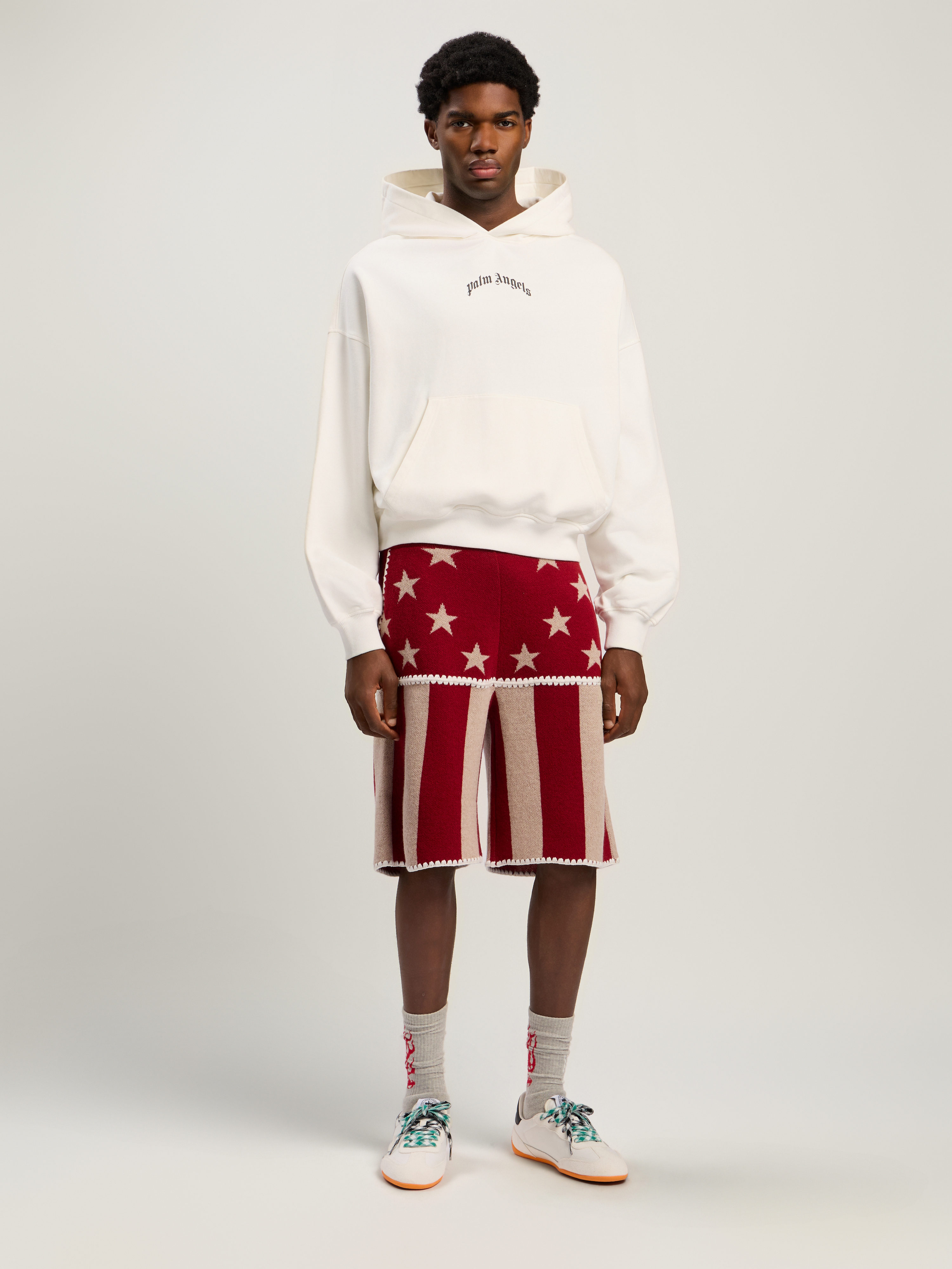 Back Curved Logo Loose Hoodie Man  Off White