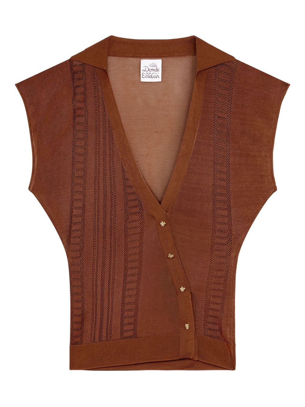 Donde Esteban Guayabera semi-sheer top - Brown