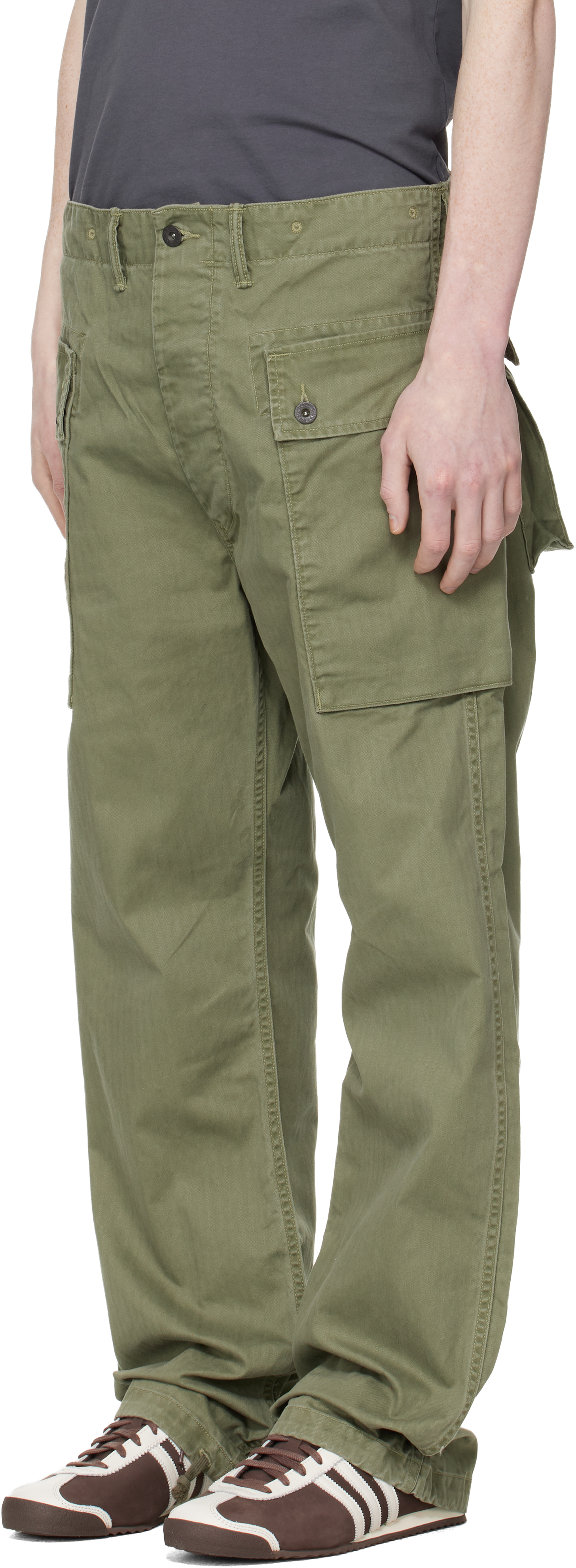 Green Herringbone Field Cargo Pants