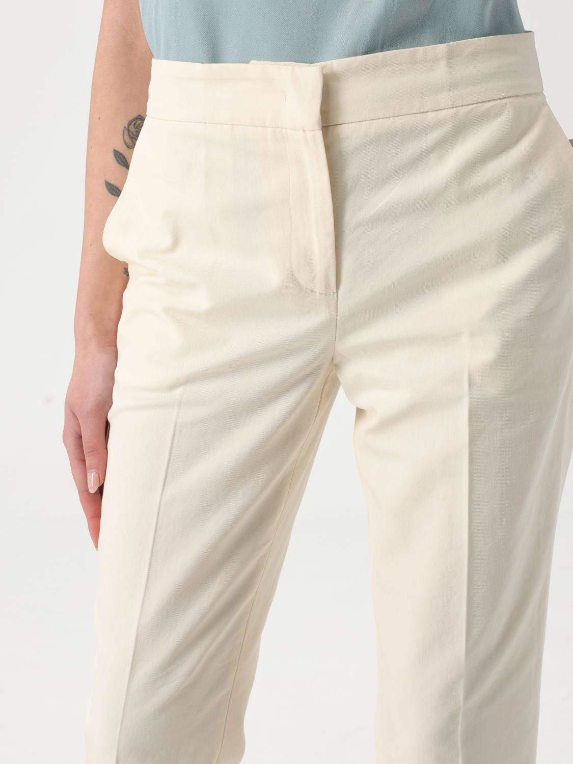 Straight-leg gabardine trousers - White