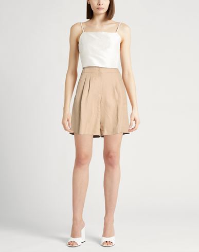 Easy Woman Shorts & Bermuda Shorts Sand Size 6 Linen, Rayon