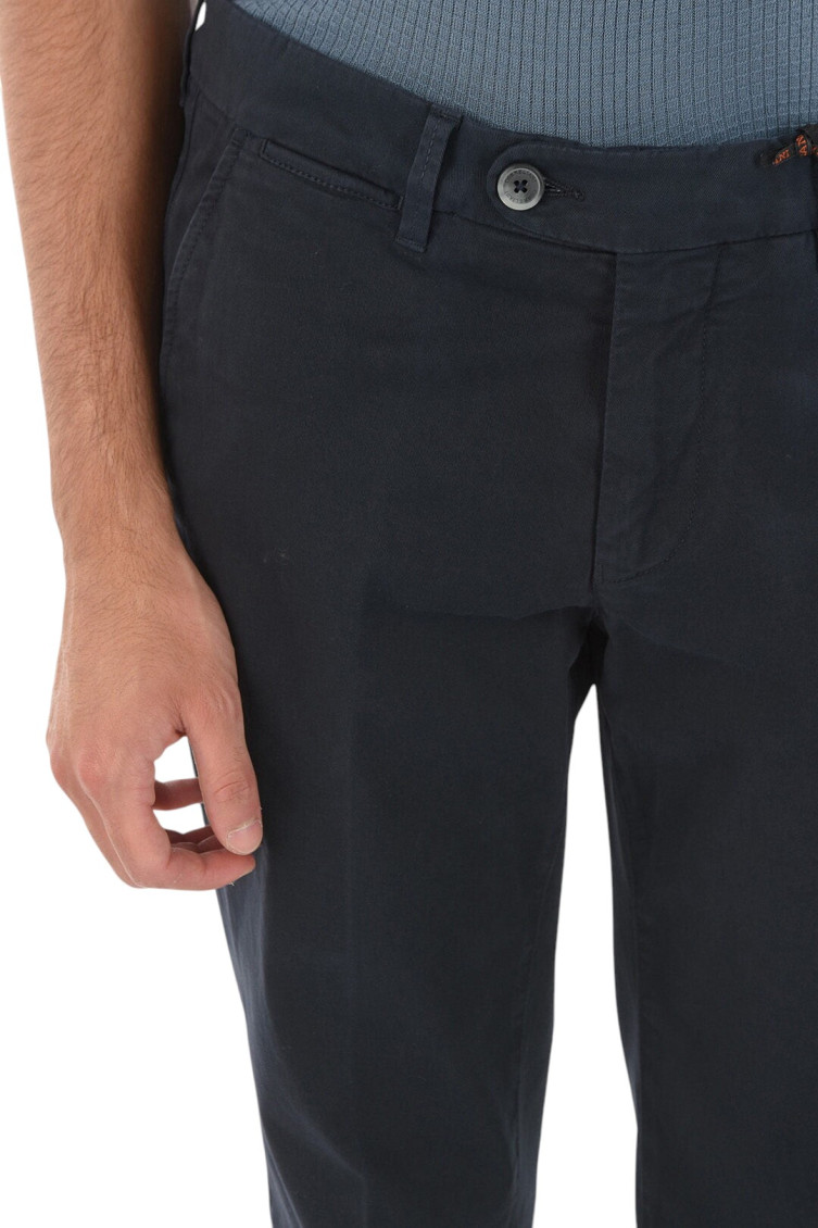 Blue Solid Chino Trousers