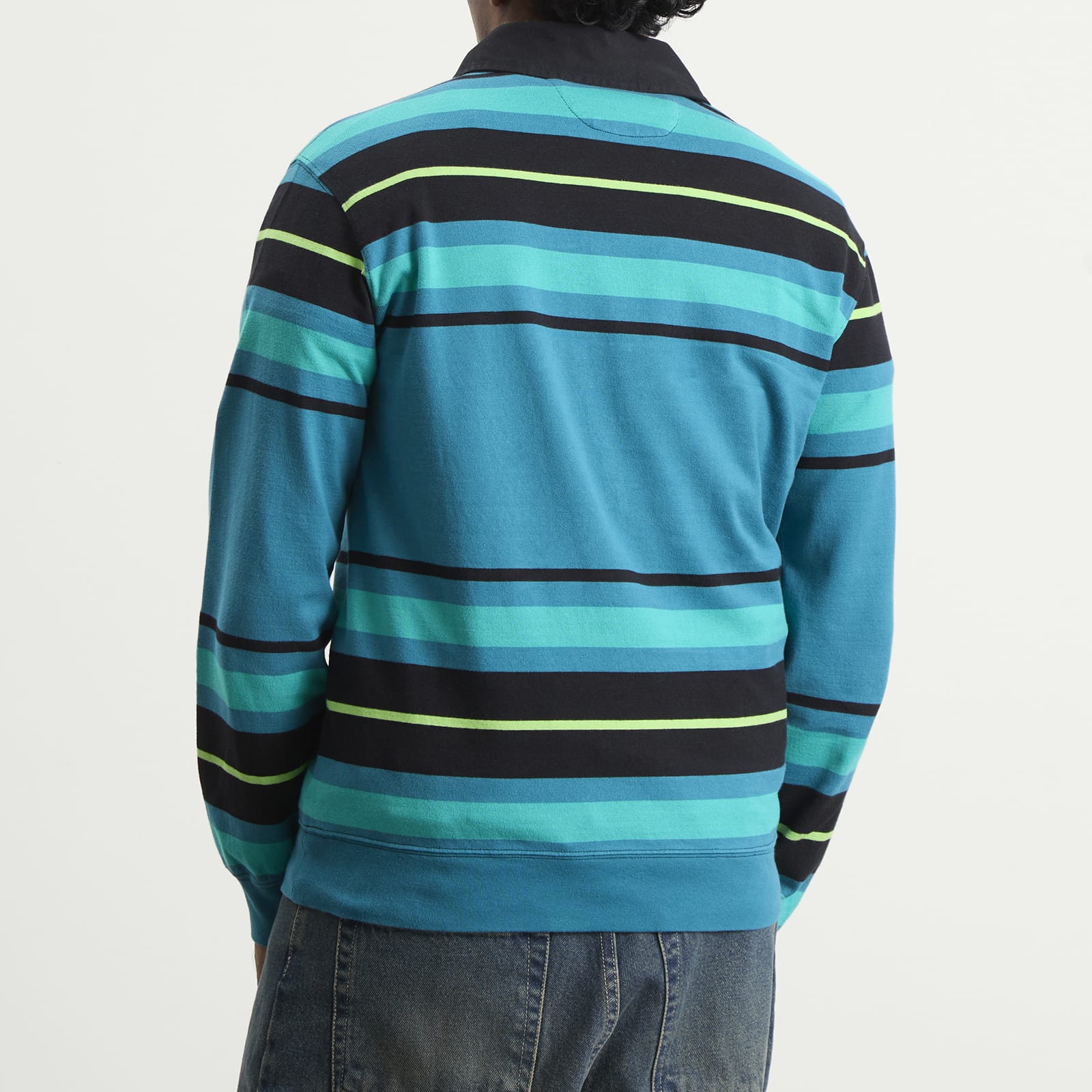 Men's Striped Rugby Shirt in Aqua