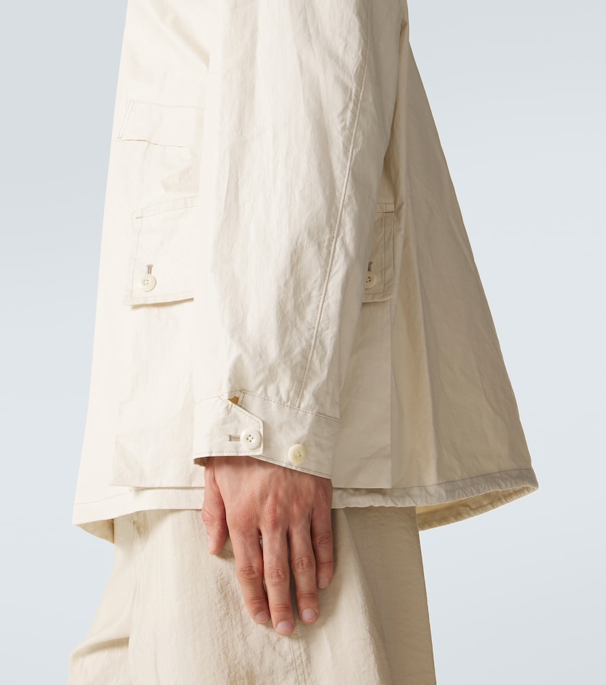 Hooded coated linen-blend raincoat