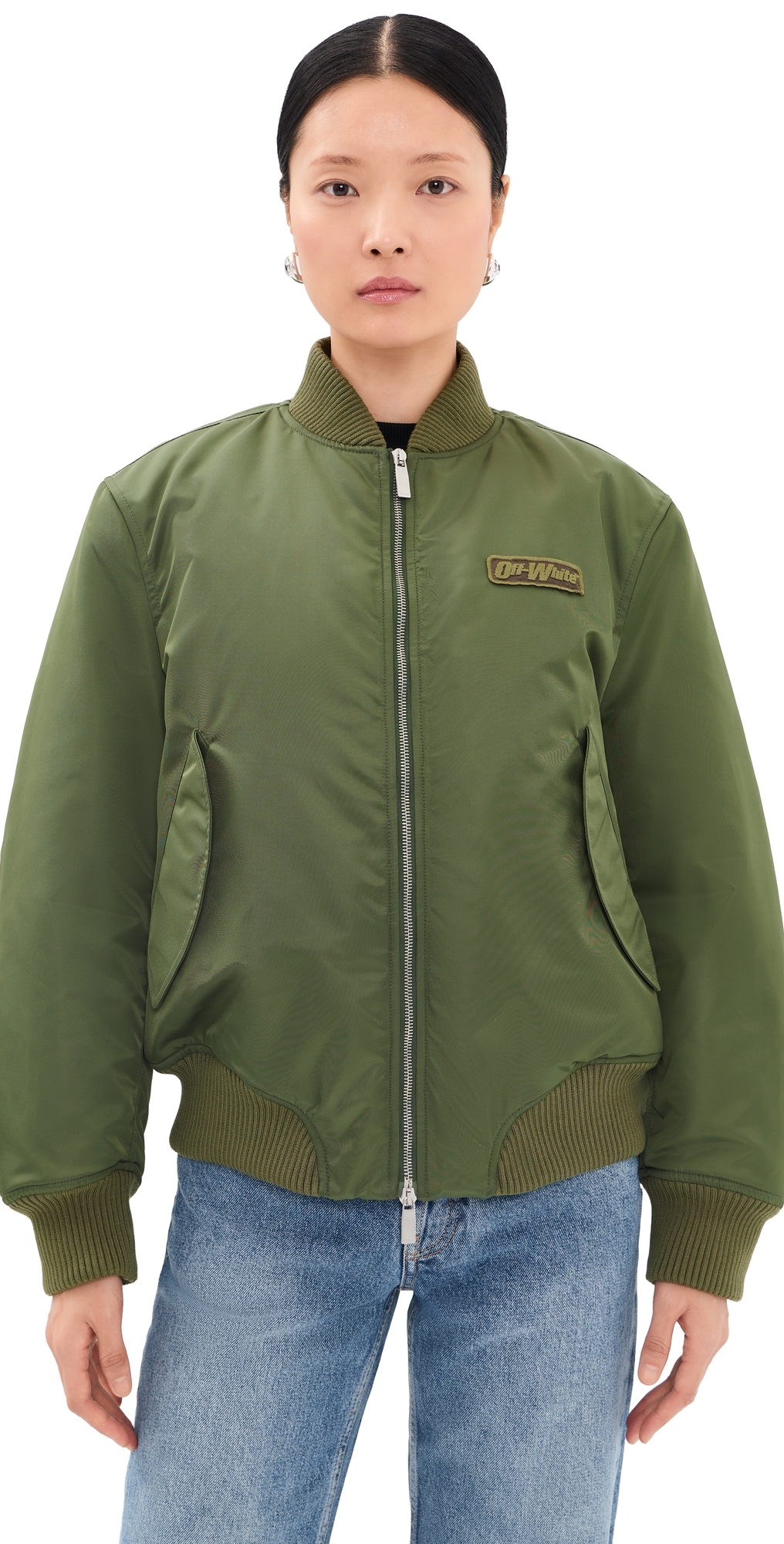 Embroidered Nylon Bomber Jacket Beech