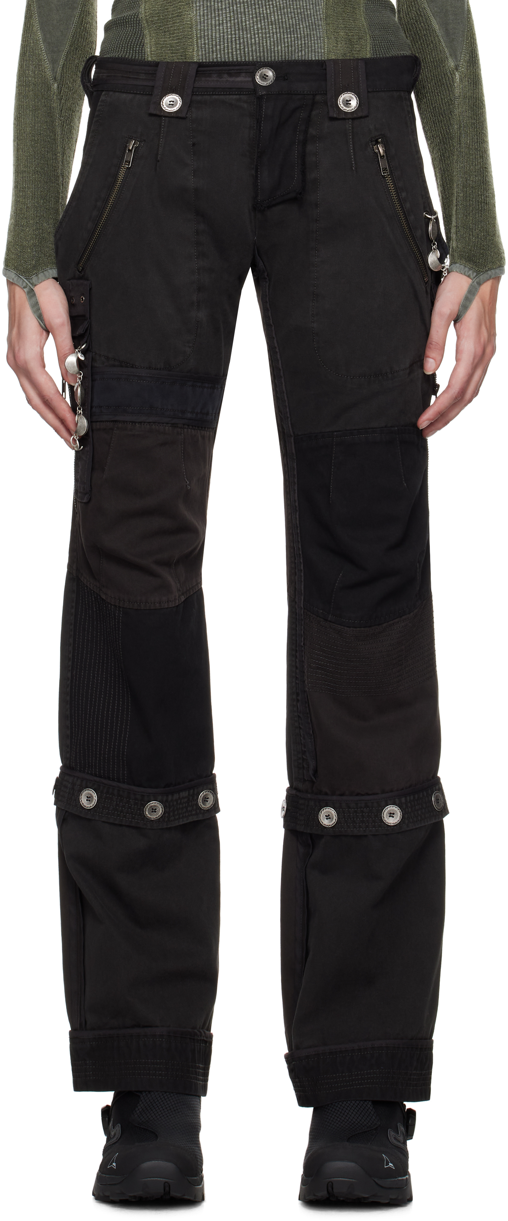 HYEIN SEO Black & Gray Convertible Patchwork Trousers