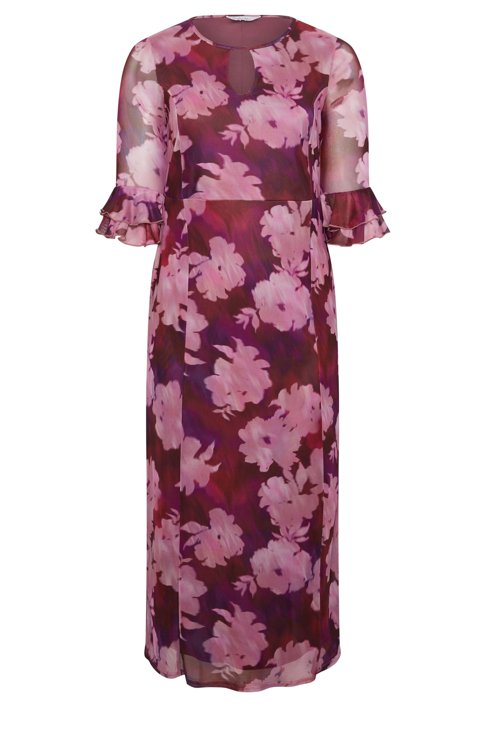 Yours Women's Keyhole Maxi Dress in Dark Red