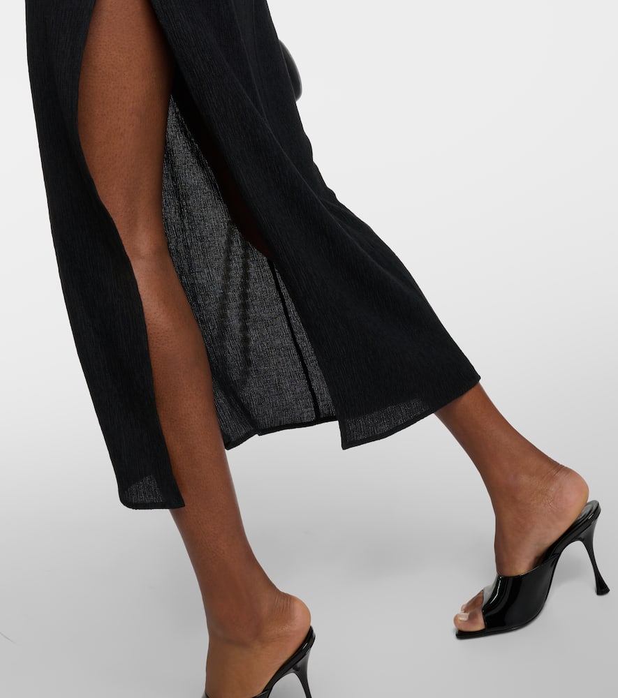 Pearl-detail halterneck midi dress