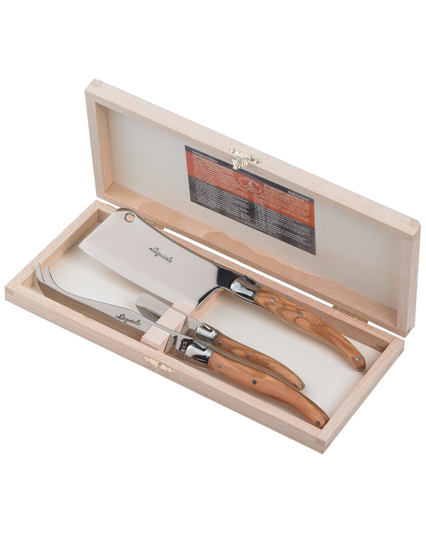 Laguiole Olive Wood 3pc Cheese Set