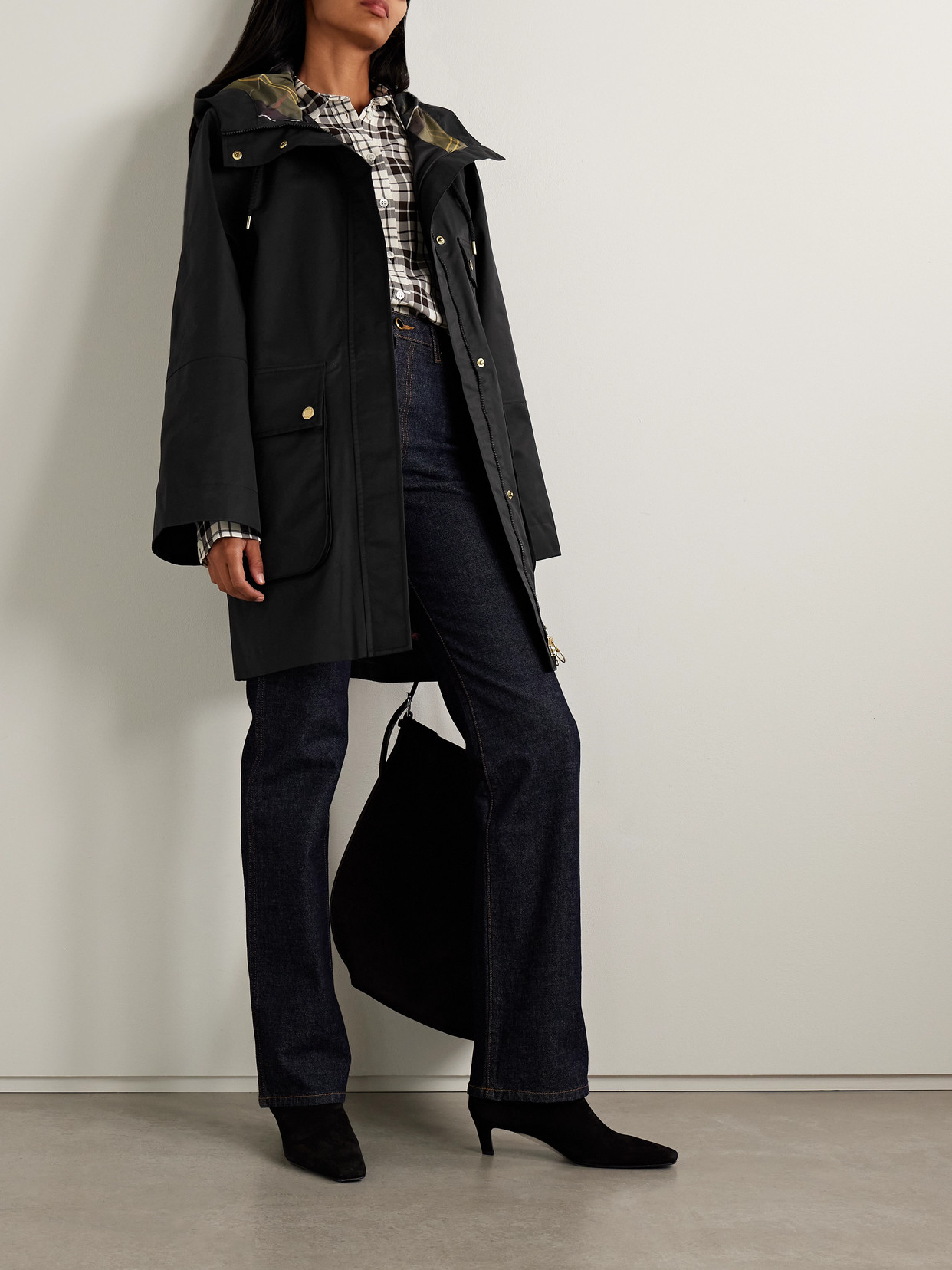 Arla Hooded Waxed Cotton-blend Coat - Black