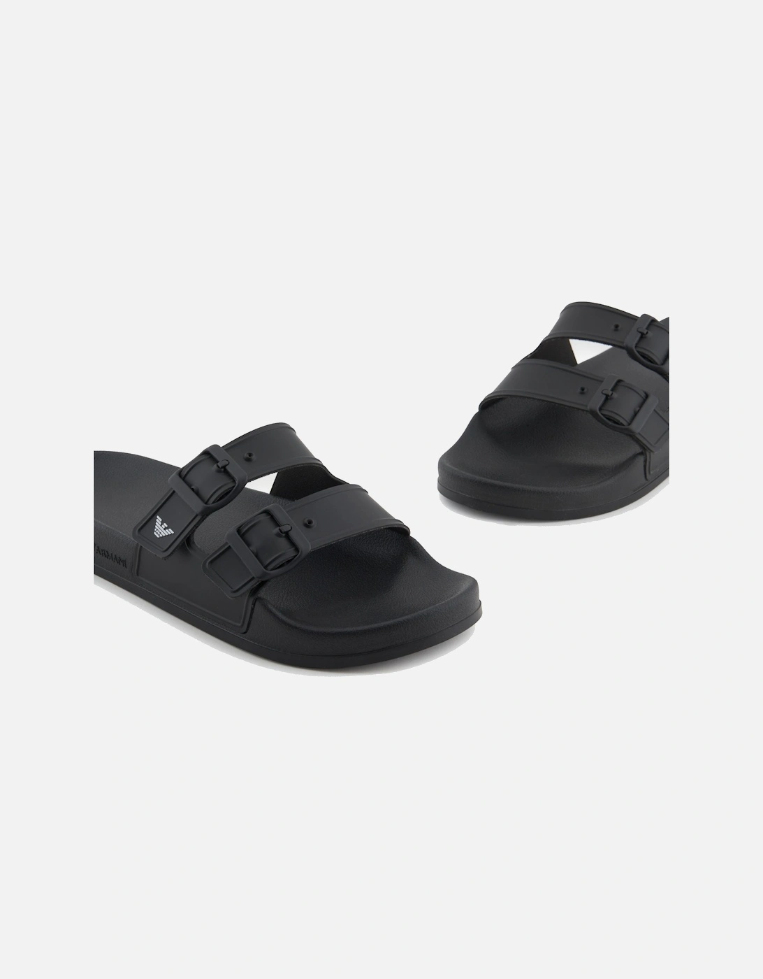 Men's Emporio Armani Beach Double Strap Slides Black/White - Size: 10
