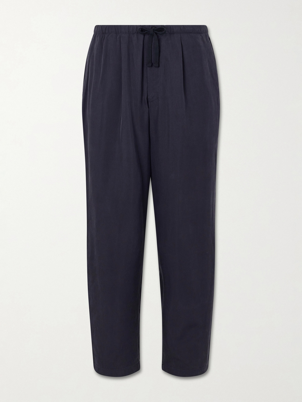 Straight-Leg Silk-Gabardine Drawstring Trousers