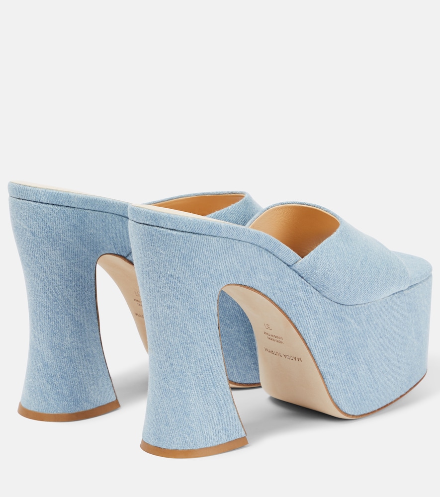Denim platform mules