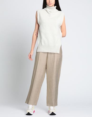 Woman Pants Cream Size 10 Cotton, Linen, Elastane