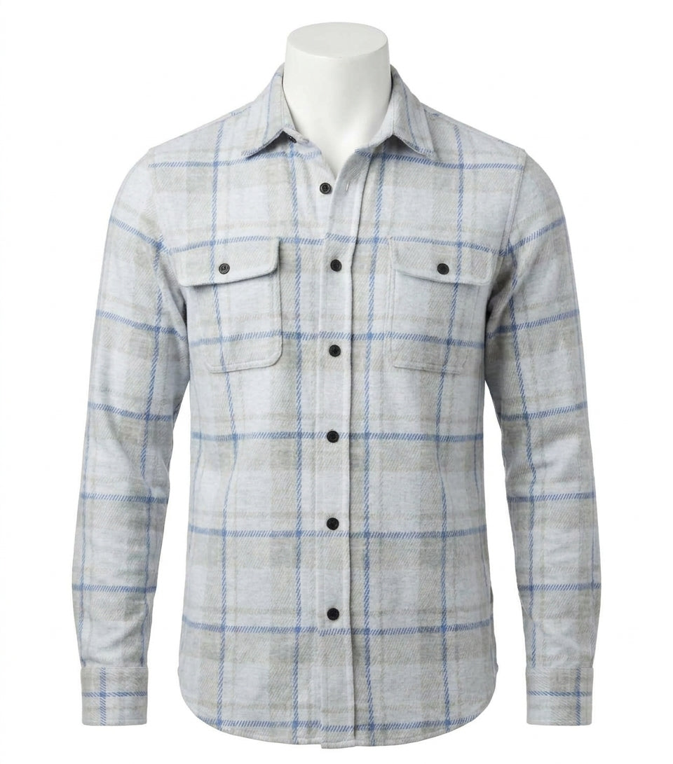 Legend Long Sleeve Sweater Shirt In Maine Sky Plaid