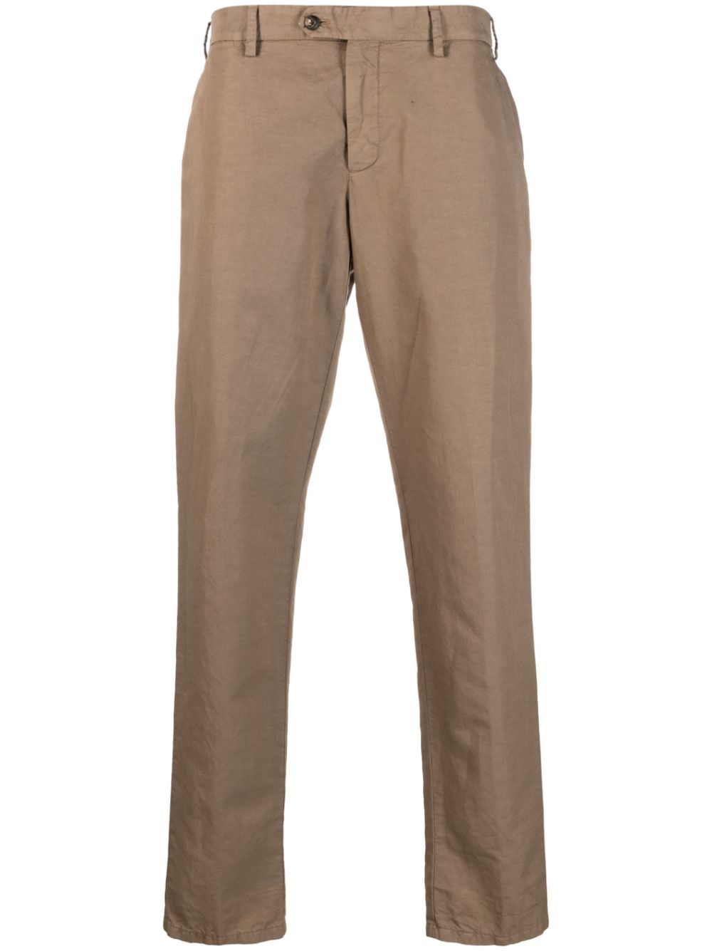 Straight-leg linen trousers - Brown