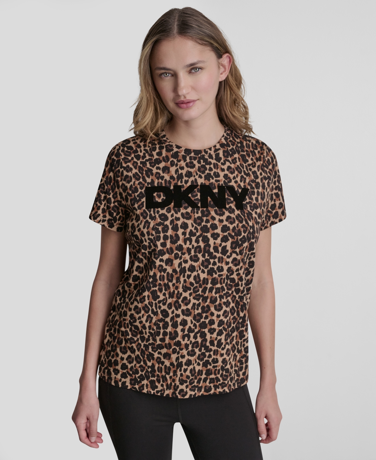 Women's Foil Logo Leopard Crewneck T-Shirt - Leopard Caramel