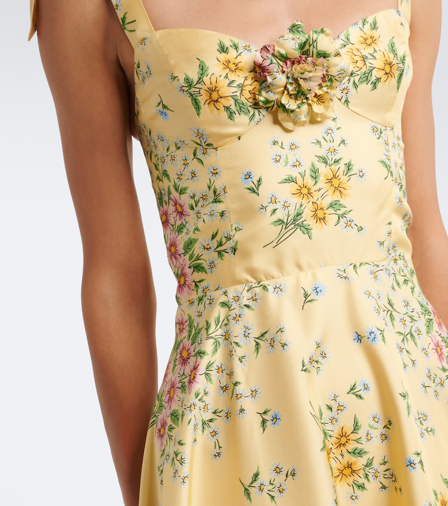Floral silk twill midi dress