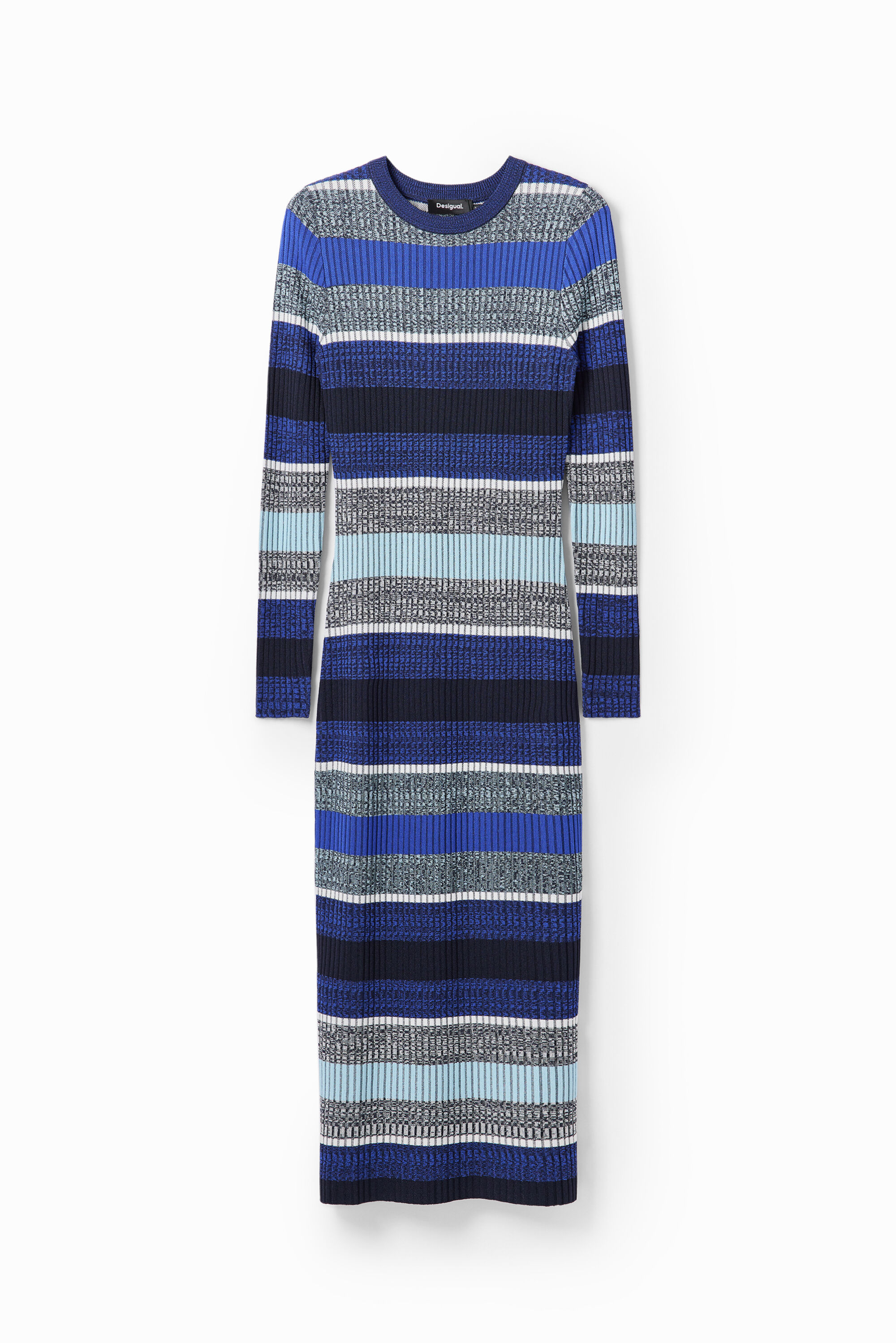 Stripy ribbed midi dress