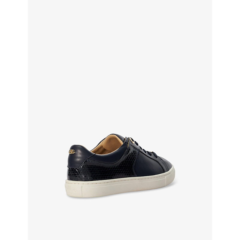 Womens Navy-synthetic Elodiie Faux-leather Low-top Trainers