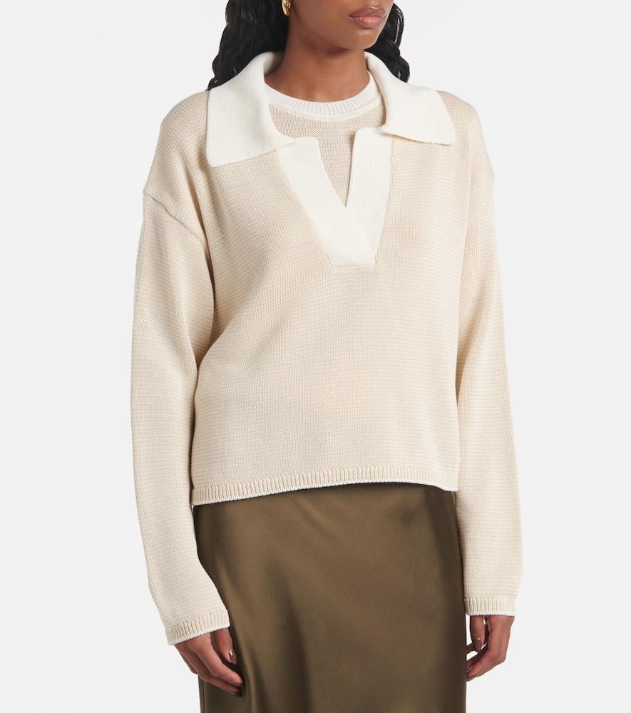Striped cotton polo sweater