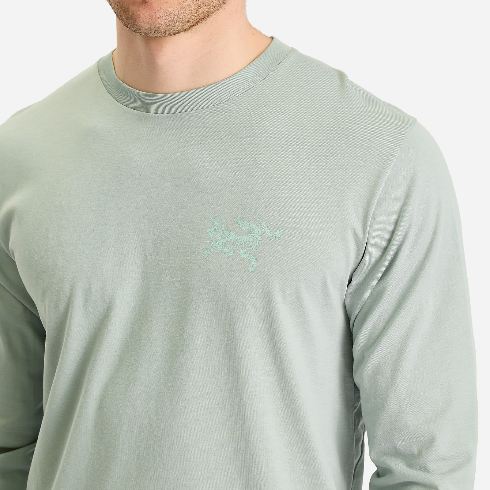 Arc'teryx Men's Kragg SL Cotton Bird Tile Long Sleeve T-Shirt in Stone Green/Phosphorescent