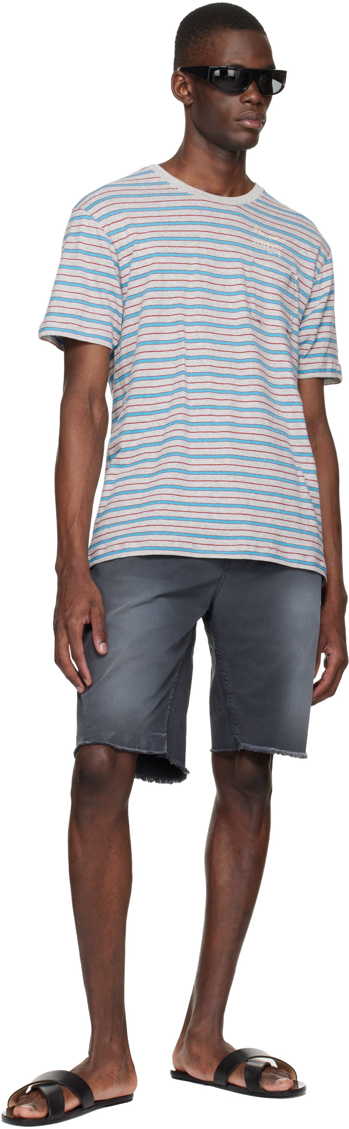 Gray & Blue Striped T-shirt