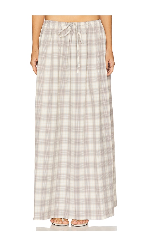 LIONESS Sweet Escape Maxi Skirt in Smoke Plaid.  XXS also in L, M