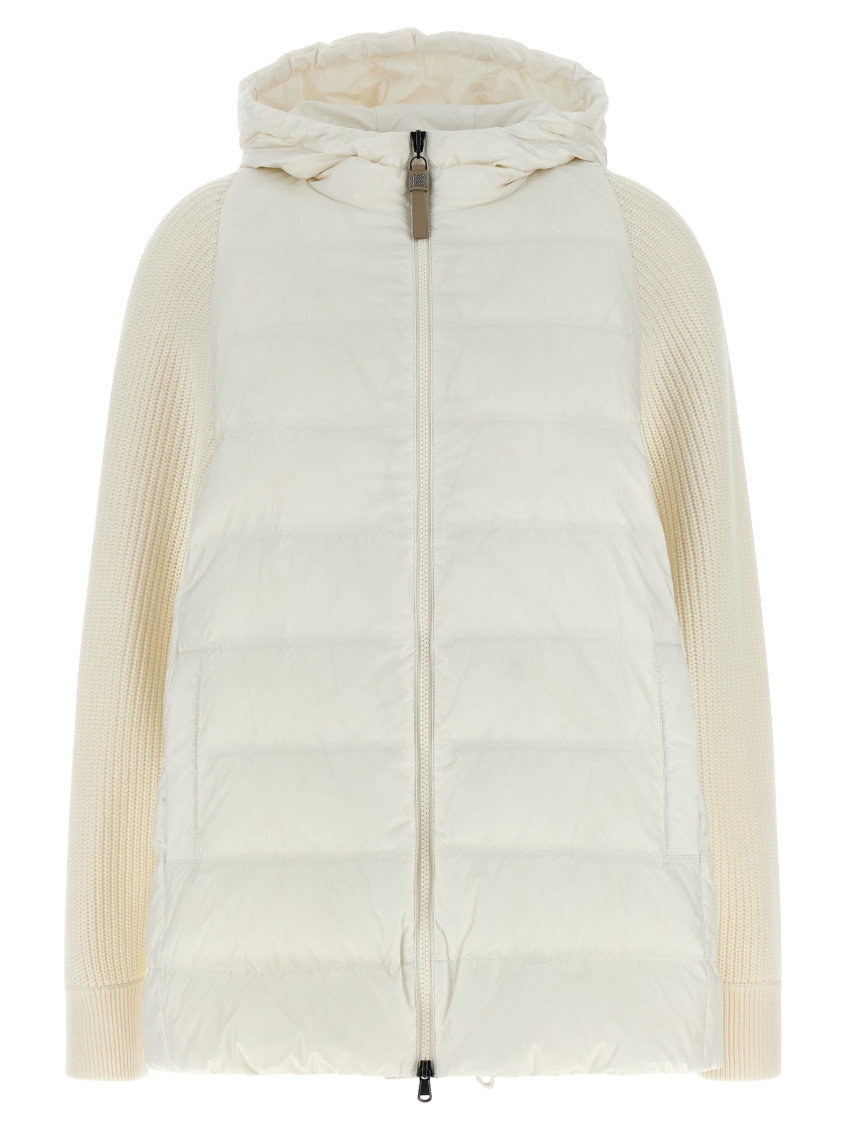 Brunello Cucinelli - hooded down jacket knit sleeve