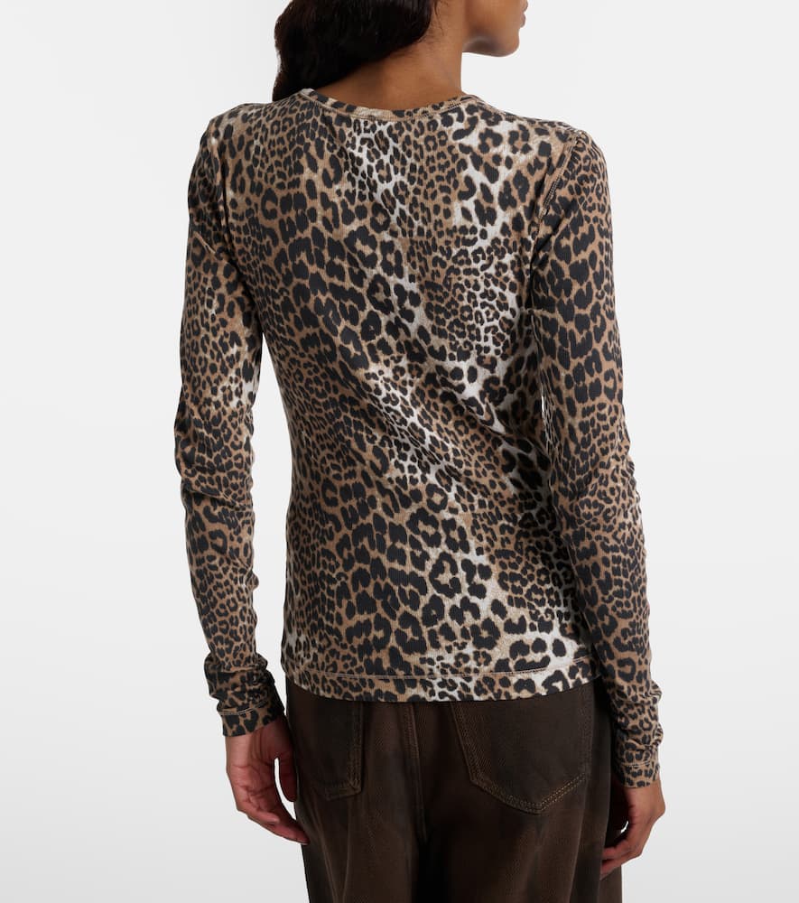 Leopard-print cotton-blend top