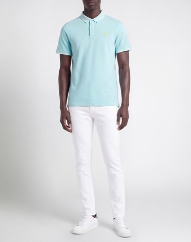 Man Polo shirt Turquoise Size M Cotton