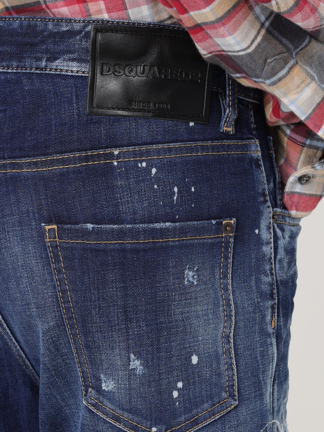 Distressed straight-leg jeans - Blue