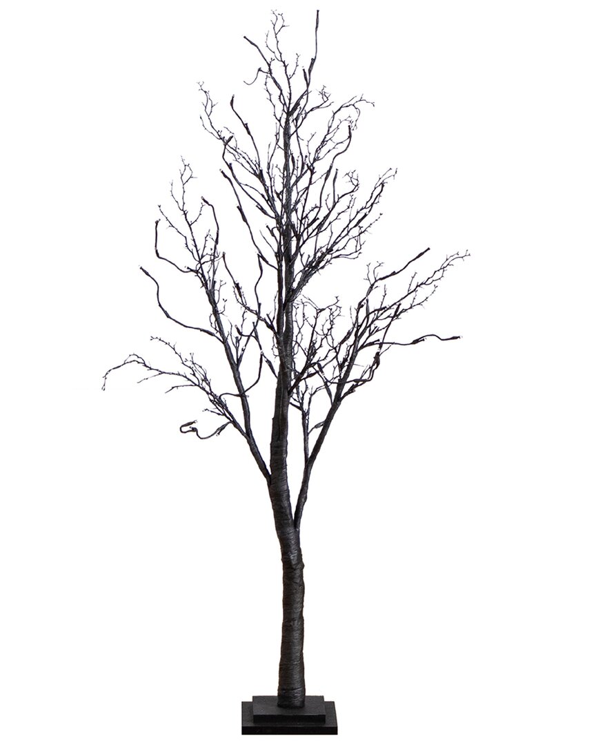 4ft Pre-Lit Halloween Deluxe Black Twig Artificial Fall Tree  With 81 Orange & Purple LED Lights